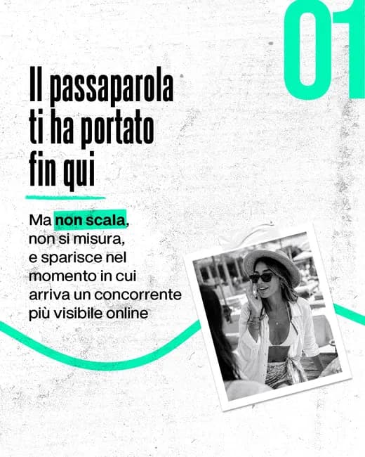 Un'altra tavola dello stesso carosello, con il testo sul passaparola
